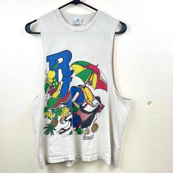 Vintage Hering Mens Tank Sz M Graphic Distressed Funny Indie Hipster Grunge - Picture 1 of 8